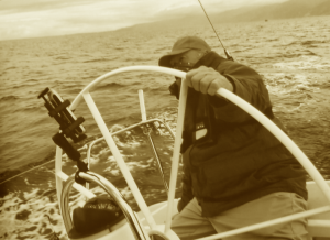 Marina del Rey boat racer CHUCK SPEAR at the helm of his J105, "12 Bar Blues"